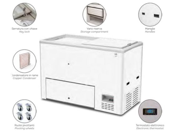 Frigorifero a pozzetto per gelati BMAX 680 CC -18/-23°.